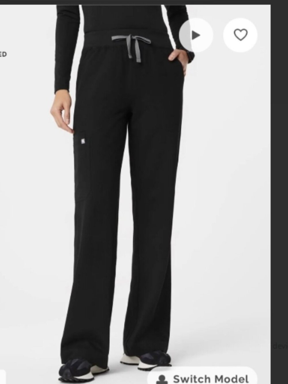 Figs High Waisted Isabel Wide Leg Scrub Pants Black Size Medium Tall